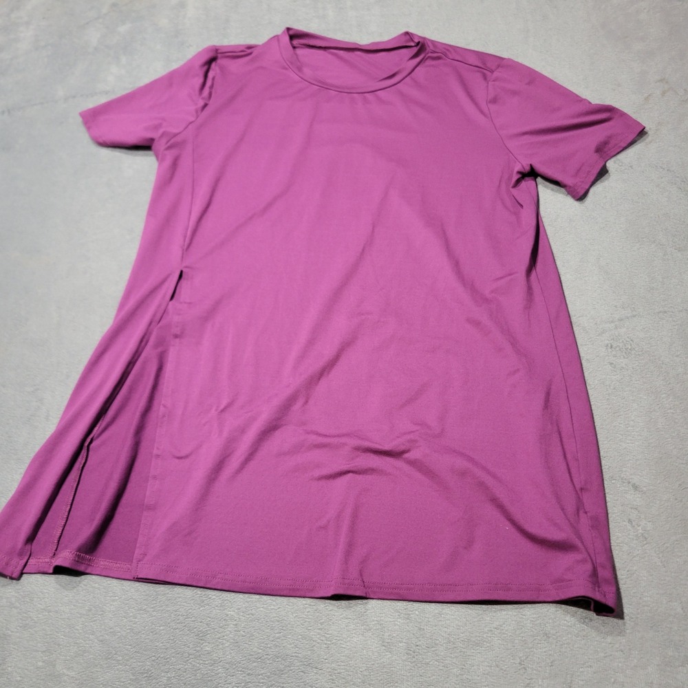 Emery Rose Tunic Top Women 0XL Magenta Purple Short Sleeve High Slit Casual SEO